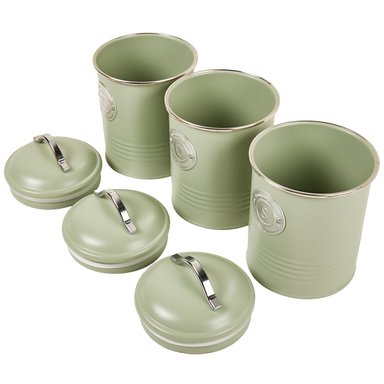3 Piece Sage Ribbed Canister Set - Sage Image 5