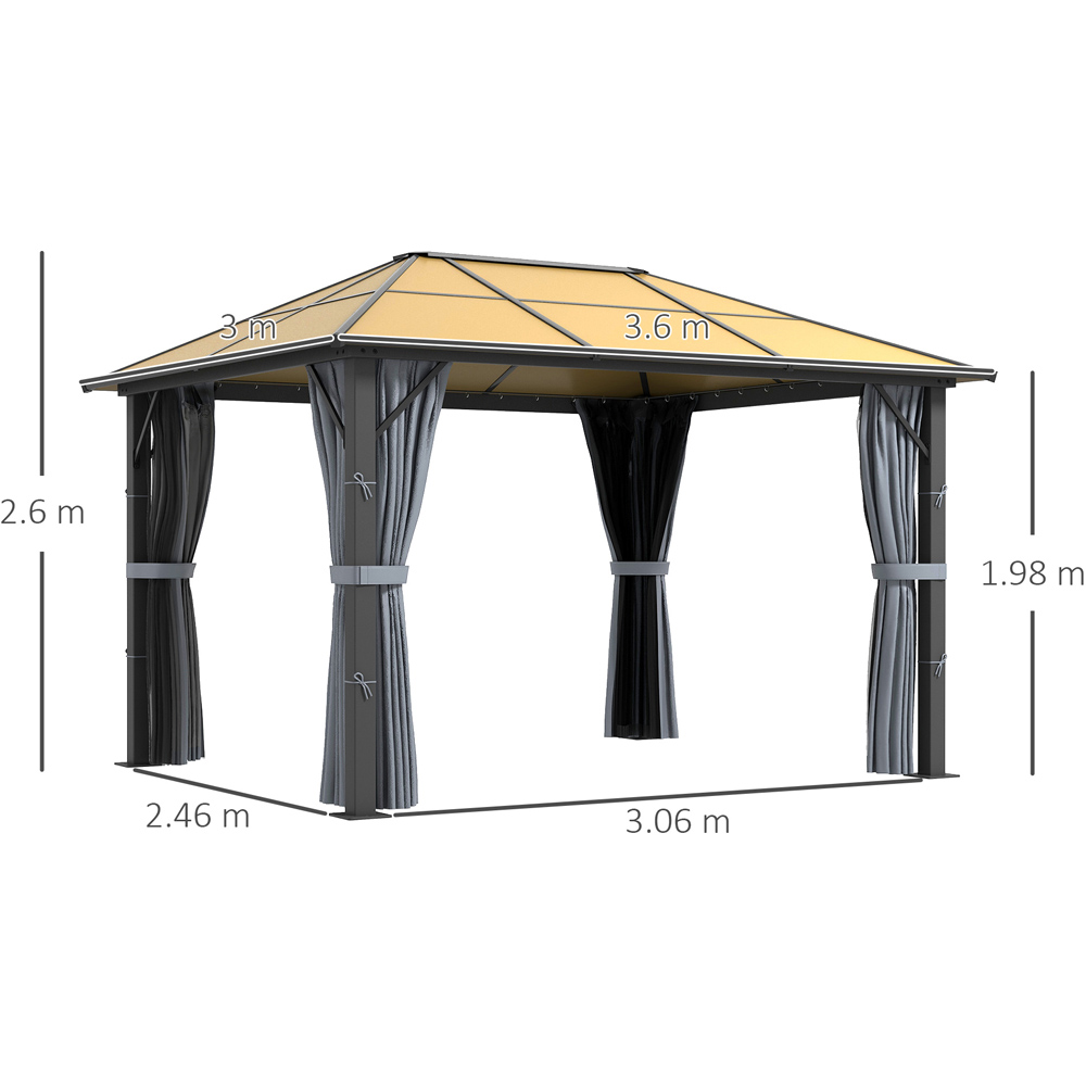 Outsunny 3 x 3.6m Grey Aluminium Frame Gazebo with Side Panels Image 7
