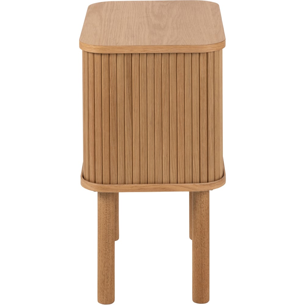Florence Langley Single Shelf Oak Bedside Table with Sliding Door Image 4