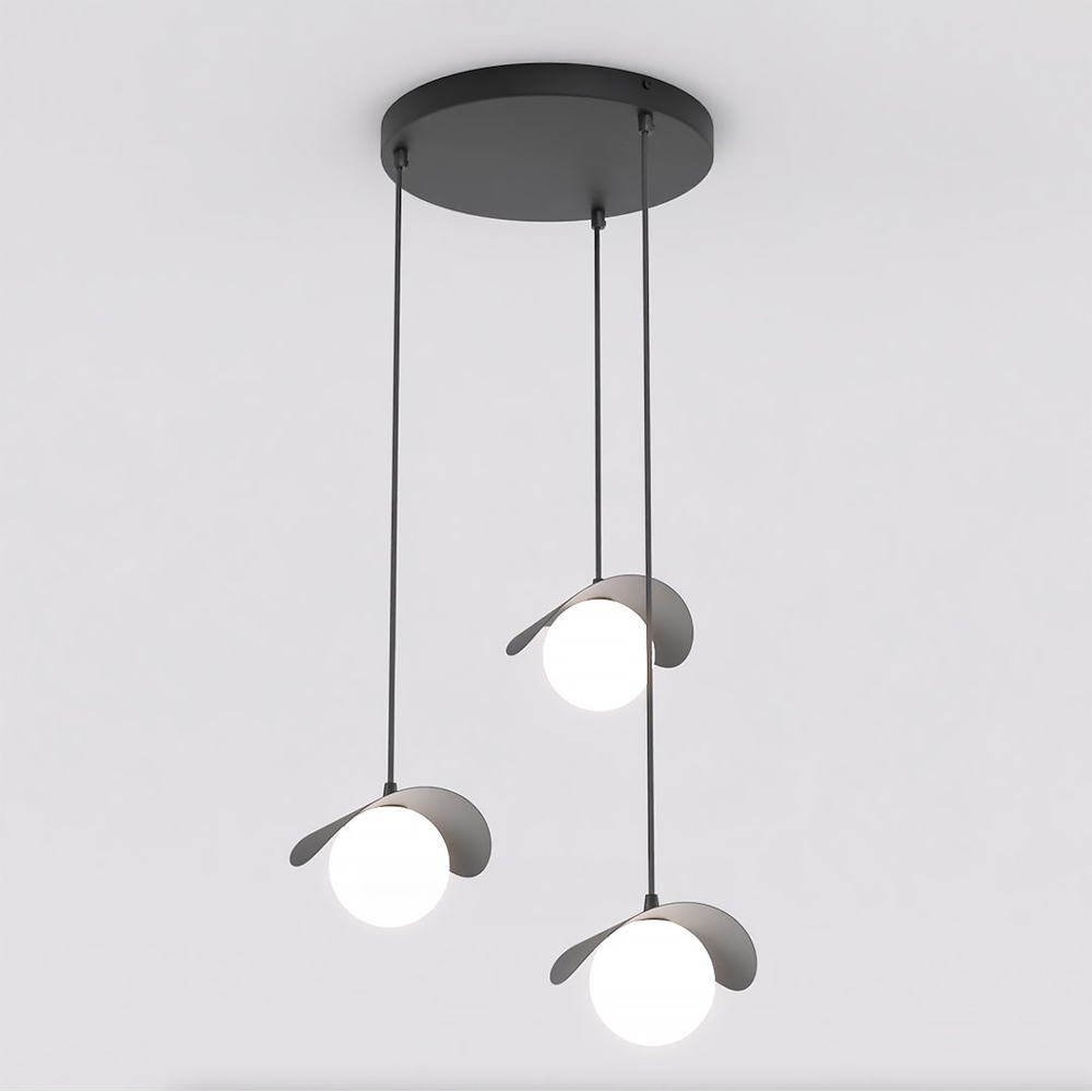 Emibig Ritual 3 Light White Shade Black Pendant Lamp Image 4
