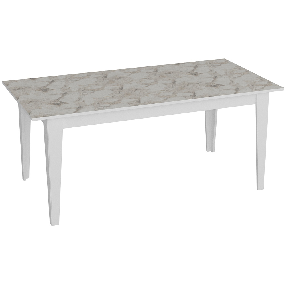 Decorotika Polka 4 Seater White Marble Effect Modern Dining Table Image 2