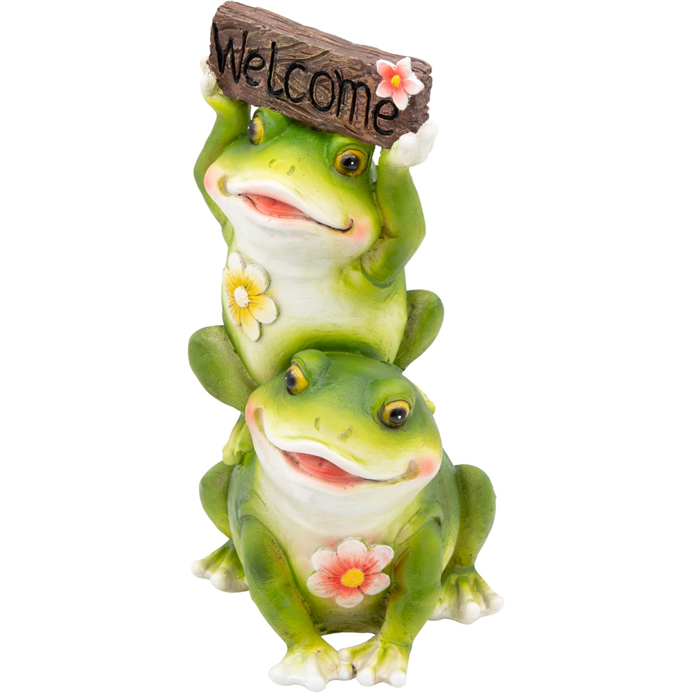 GardenKraft Cute Couple Frog with Welcome Sign Garden Ornament Image 3