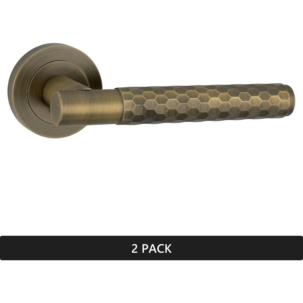 AXS Hardware Montana Antique Brass Knurled Door Handles on Rose 2 Pack Image 5