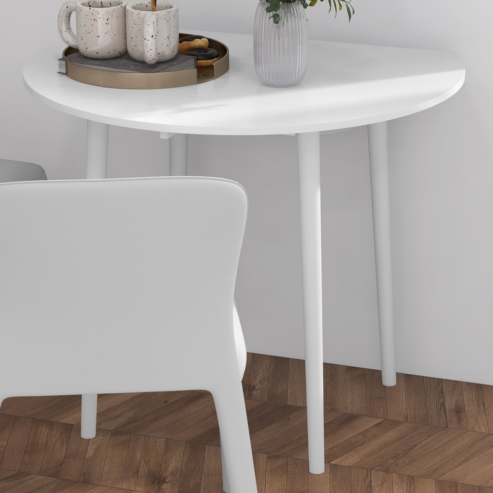 HOMCOM 4 Seater White Round Foldable Dining Table Image 1