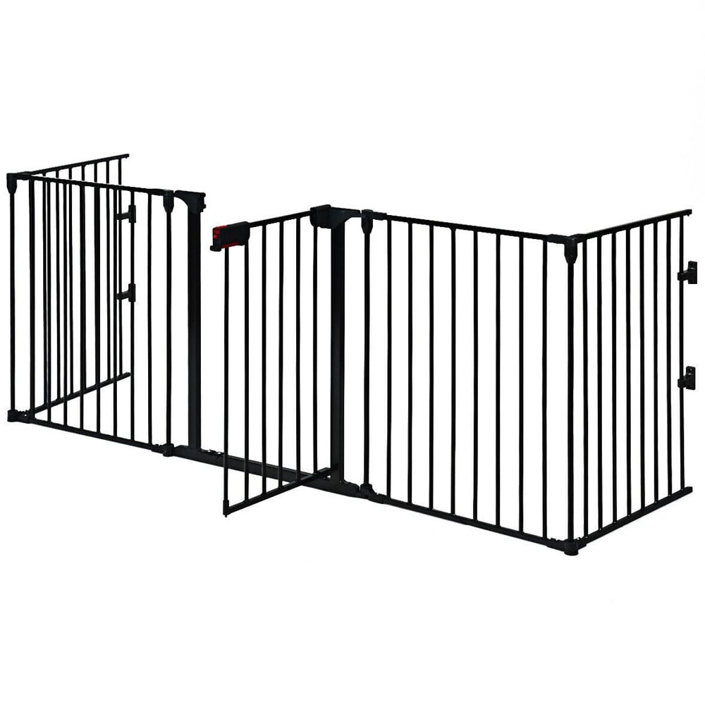 Costway Black 5 Panel Baby Safety Playpen Fireplace Barrier Gate Room Divider Image 1