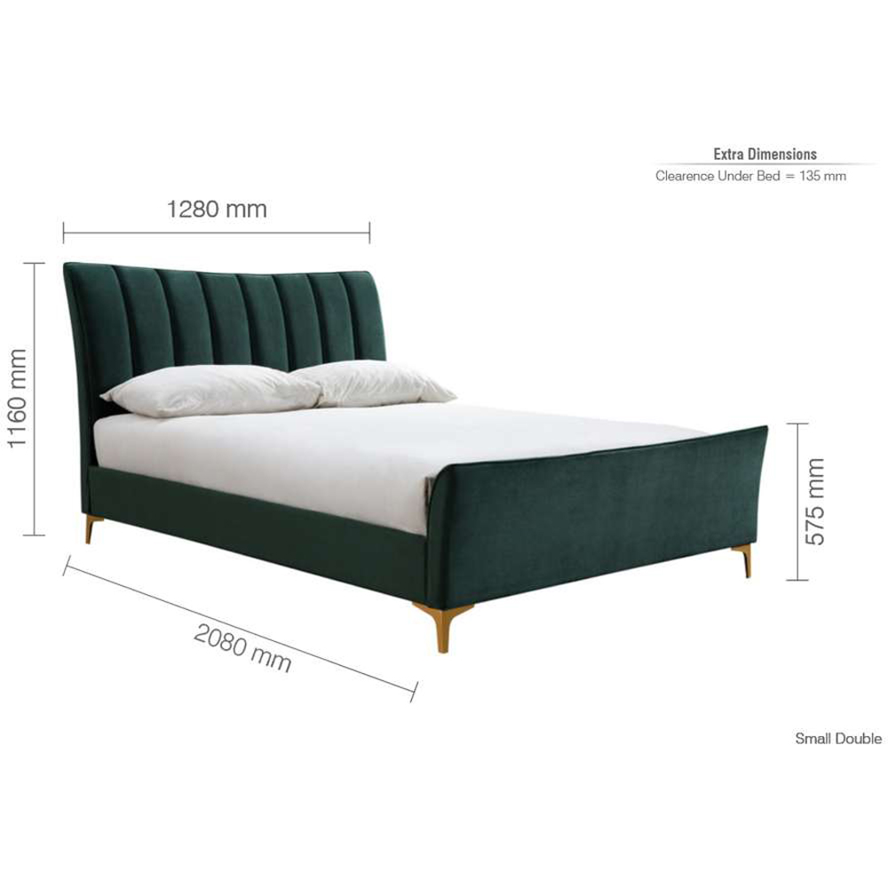 Clover Small Double Green Velvet Bed Image 9