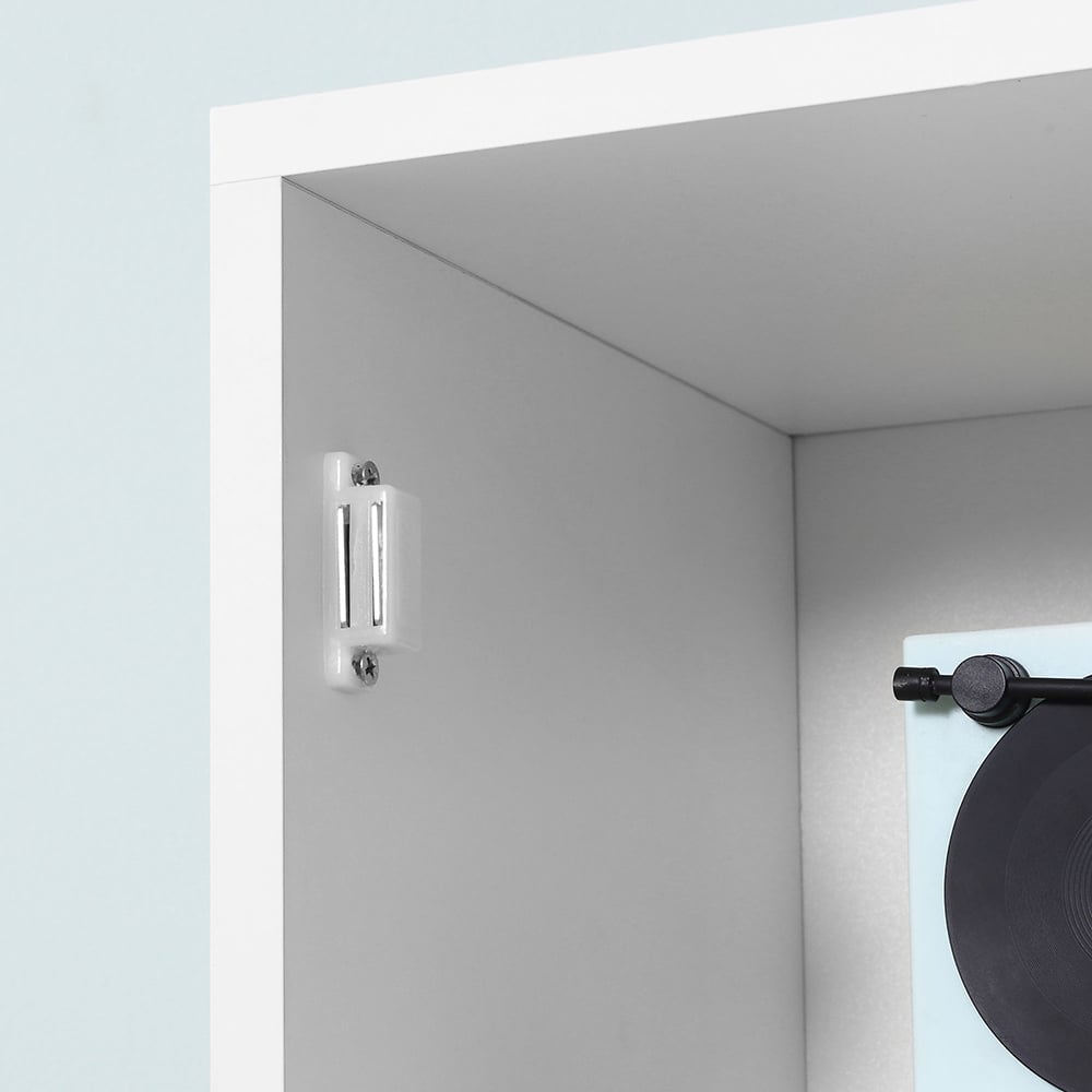 Kleankin 2 Door White Mirrored Tall Floor Cabinet Image 7