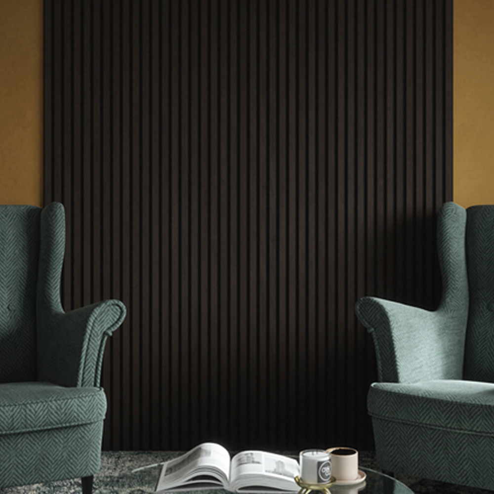 Kraus Easy Living Dark Oak Acoustic Slat Wall Panel 240 x 60cm 3 Pack Image 1