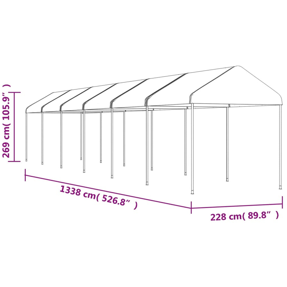 vidaXL 13.38 x 2.28m White Gazebo with Roof Image 5