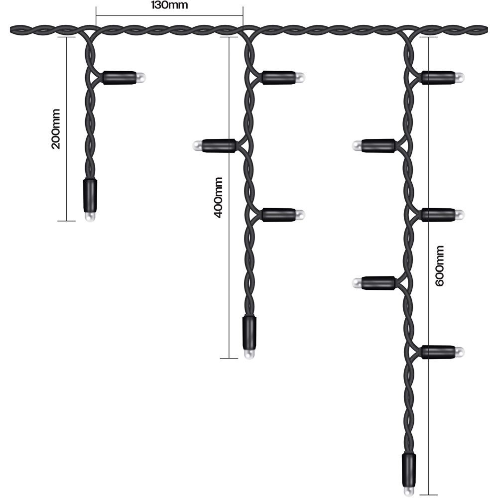 Eagle Connect 240 Warm White LED Black Icicle Light 10m Image 7