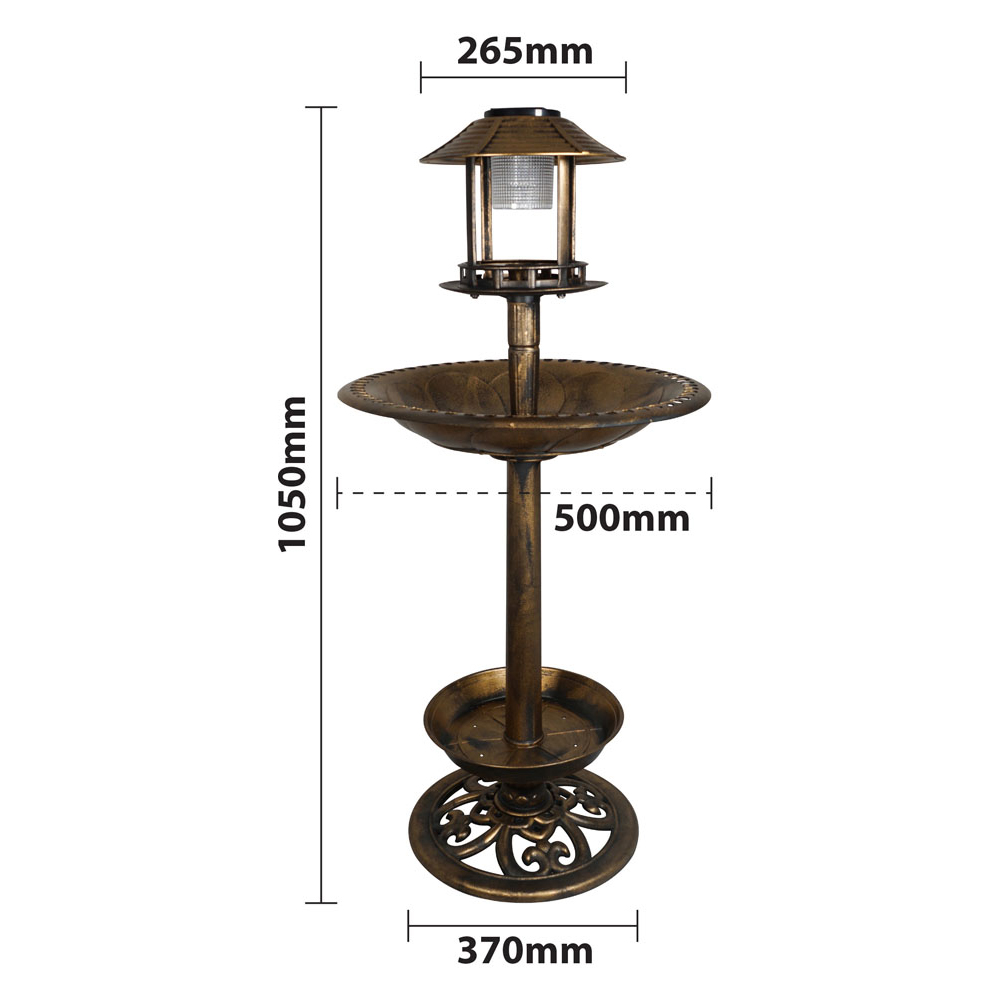 St Helens Bronze Solar Bird Bath and Feeder Image 3