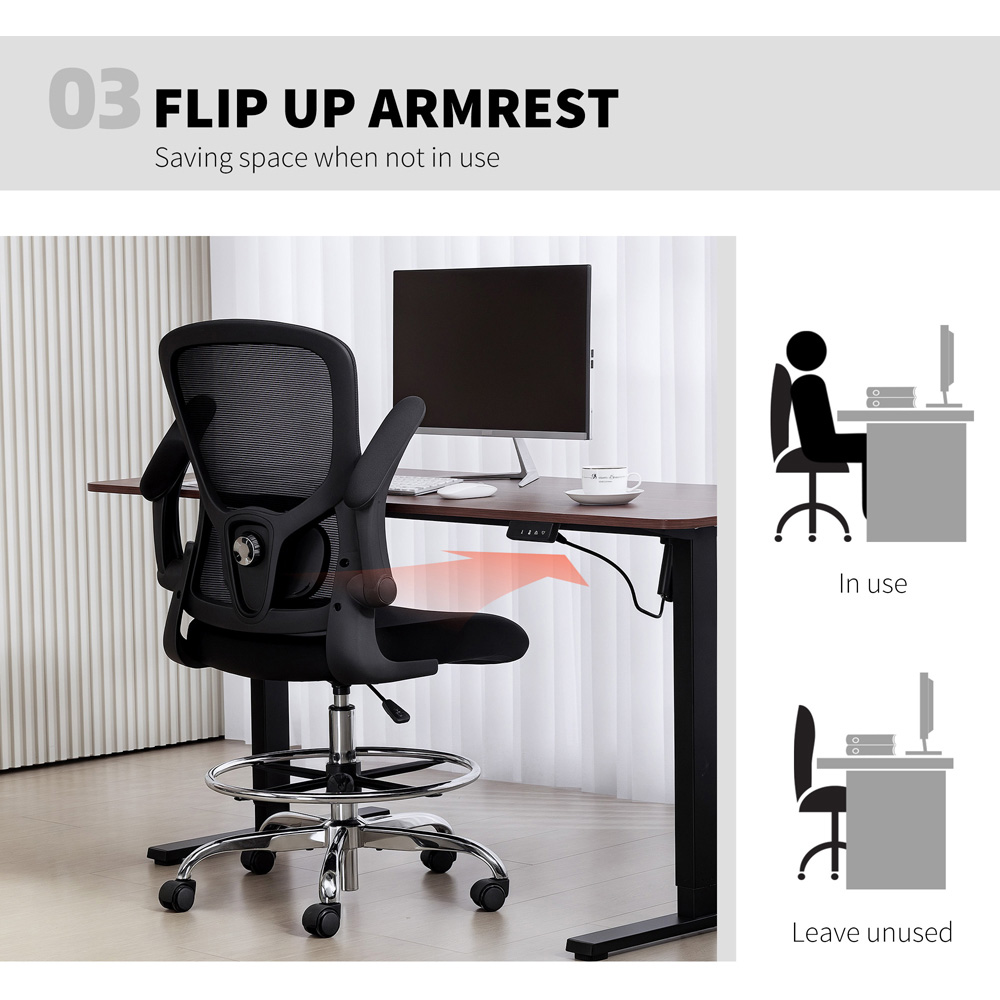 Portland Black Height Adjustable Swivel Draughtsman Chair with Lumbar Support Image 6