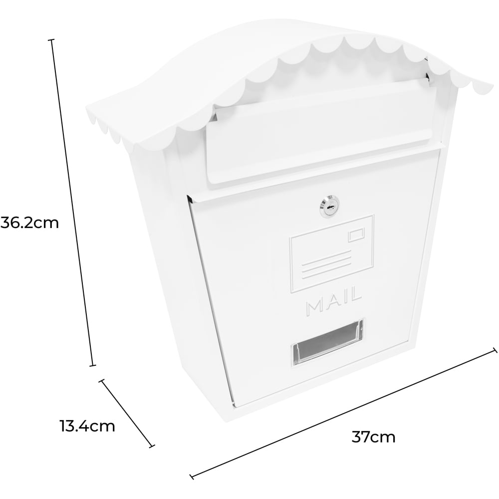 GardenKraft Classic White Galvanised Steel Wall Post Box Image 9