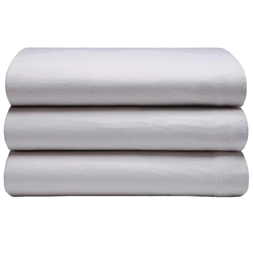 Serene Double Grey Brushed Cotton Flat Bed Sheet Image 1