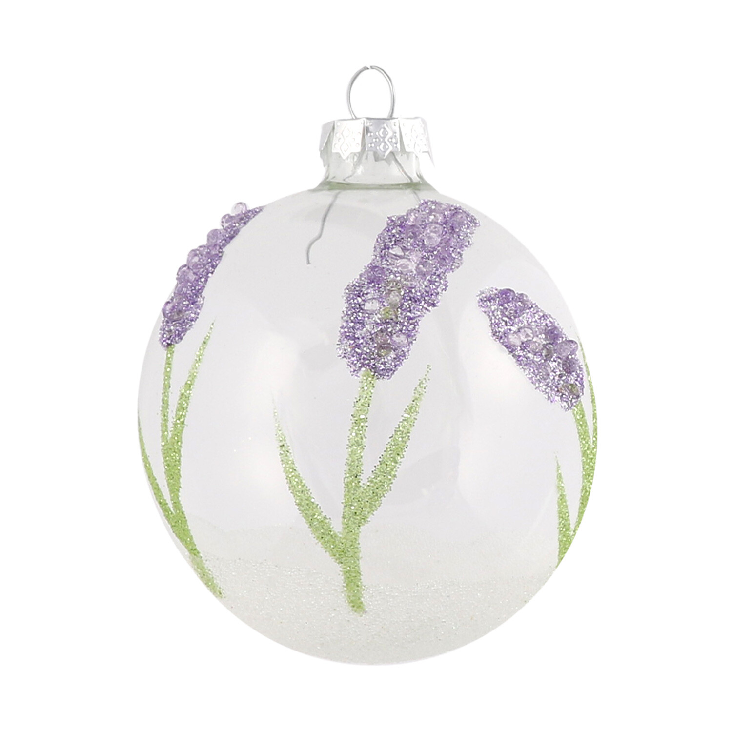 Clear Glittered Flower Designed Bauble Image 2
