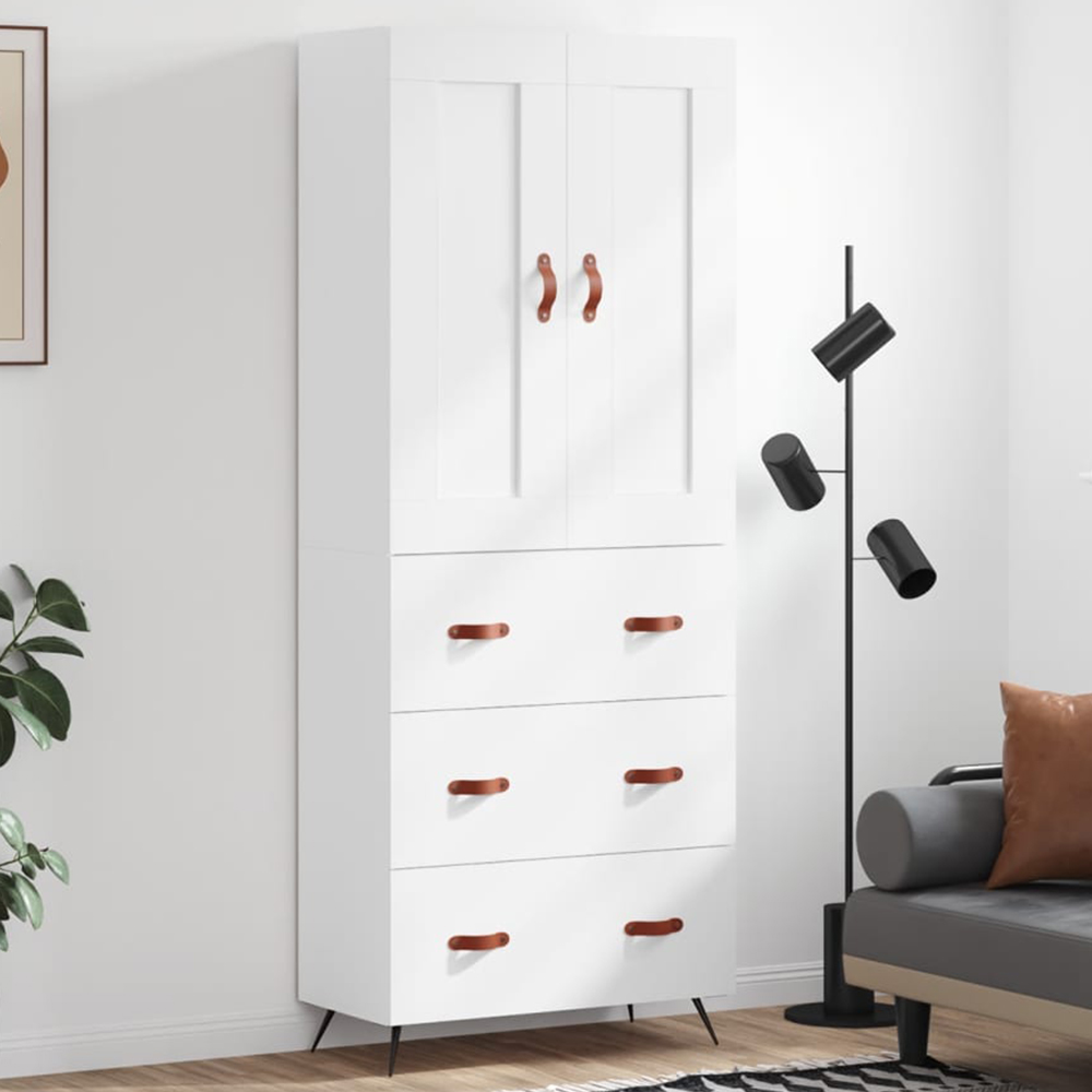 vidaXL 2 Door 3 Drawer White Slim Highboard Image 1