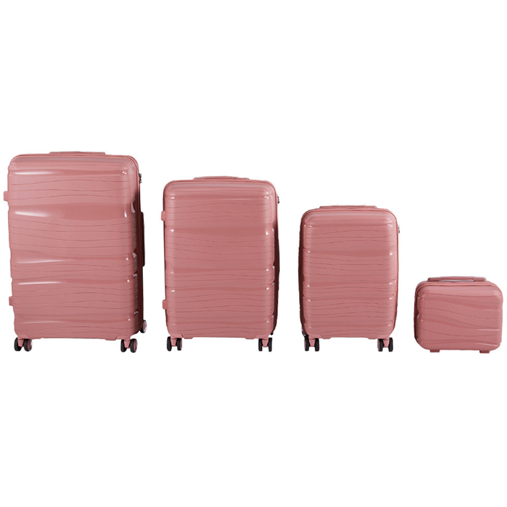 H&O Direct Set of 4 Rose Gold Travel Suitcase Set Image 1