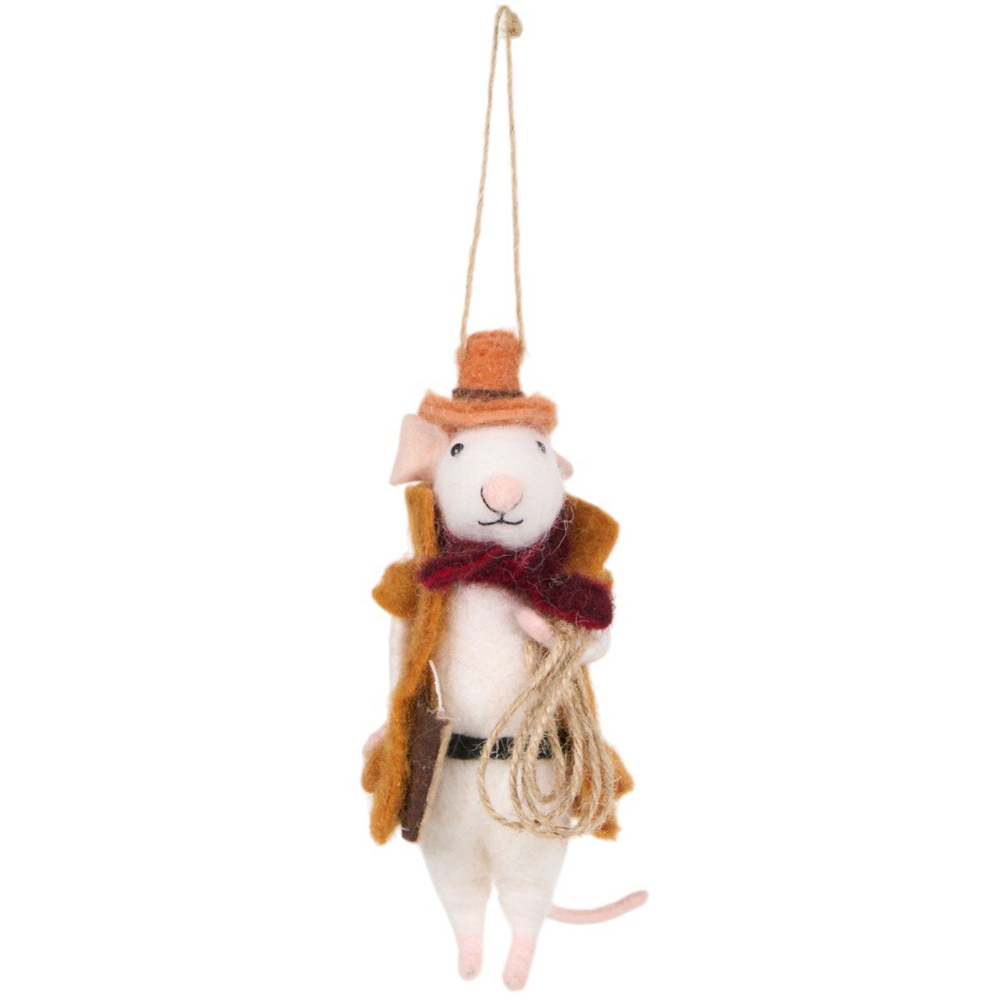 Western Mouse Hanging Decoration White and Brown Image 1