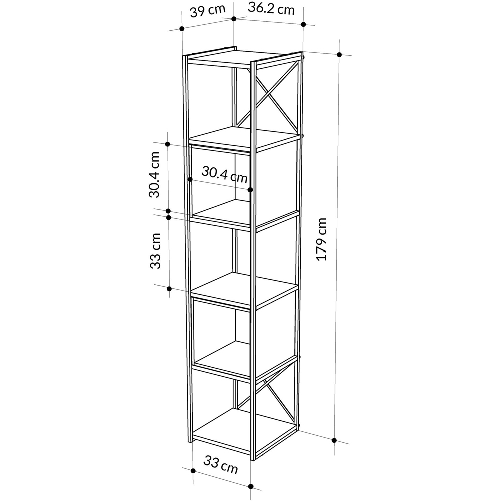 Decortie Vale Mini 5 Shelf Black Wood and Ash Green Bookcase Image 7