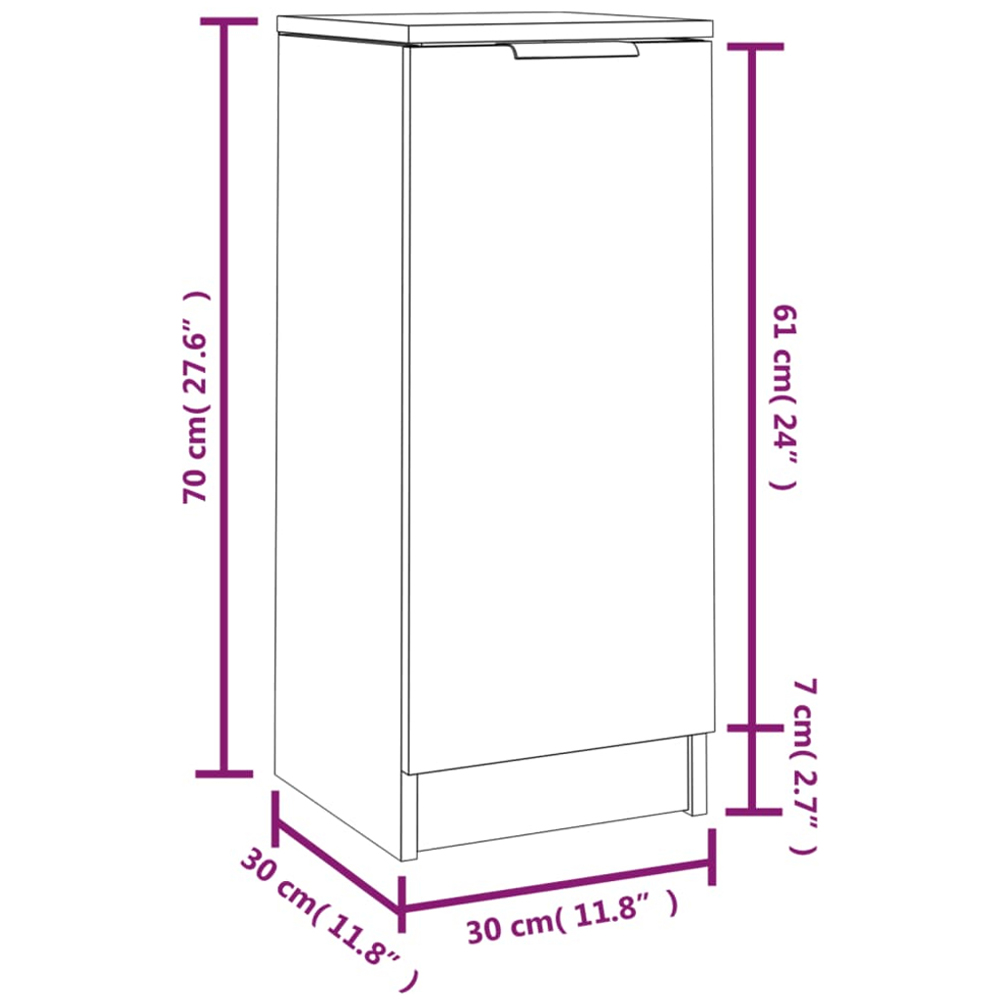 vidaXL Single Door Smoked Oak Sideboard Image 9