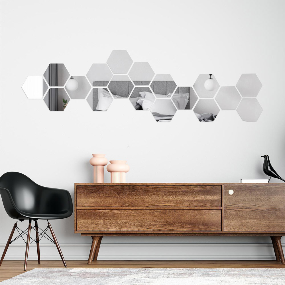 Walplus Hexagonal Wall Mirror Sticker 12 Pack Image 2