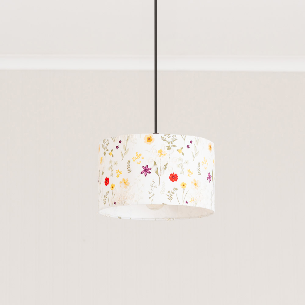 ValueLights Flora Flower Embroidered Small Drum Lamp Shade Image 3