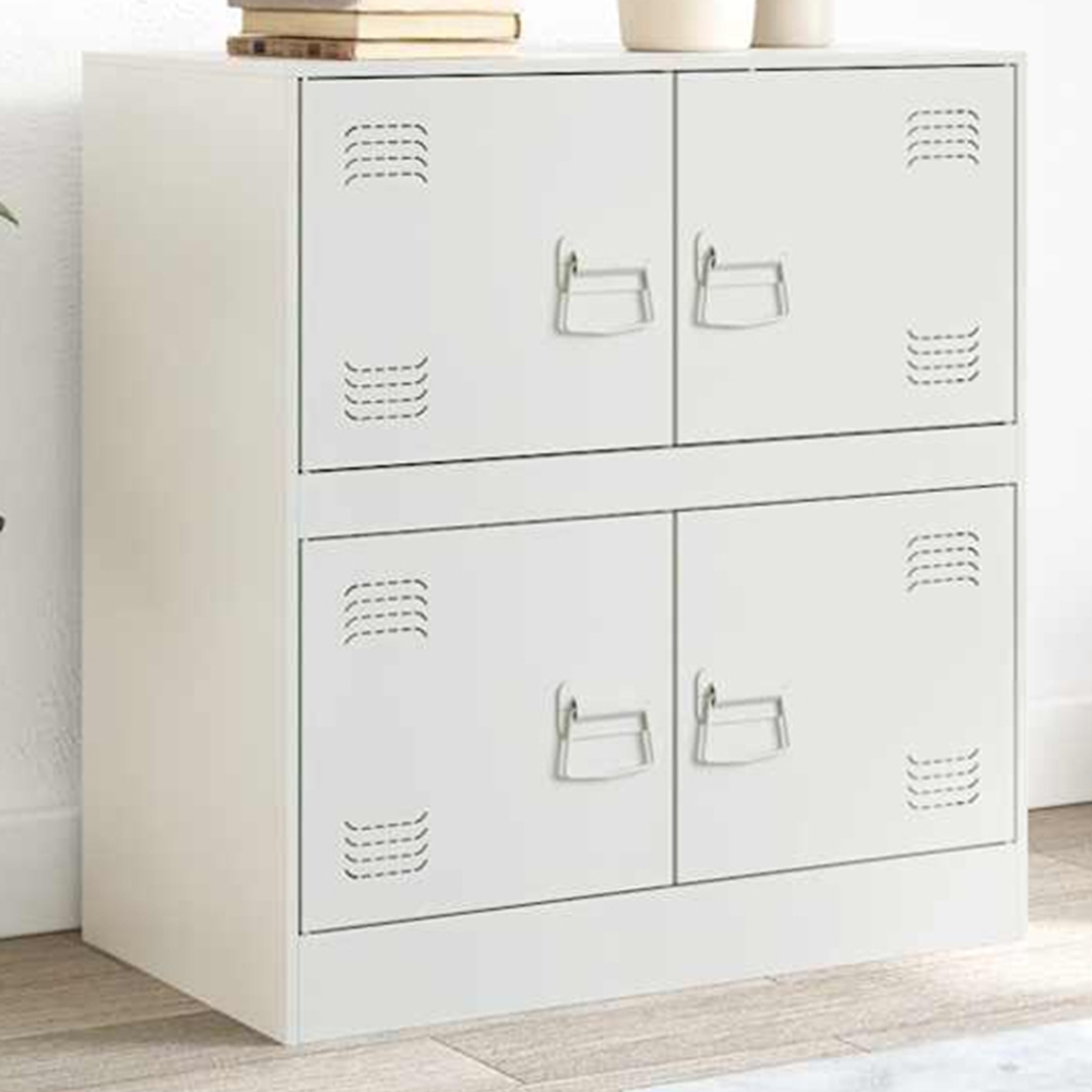vidaXL 4 Door White Steel Sideboard Image 1