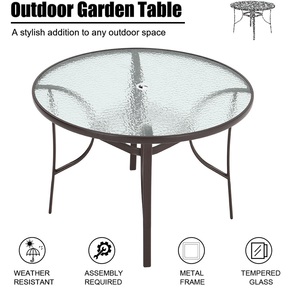 Living and Home 2 Seater Tempered Glass Coffee Table with Parasol Hole Image 6