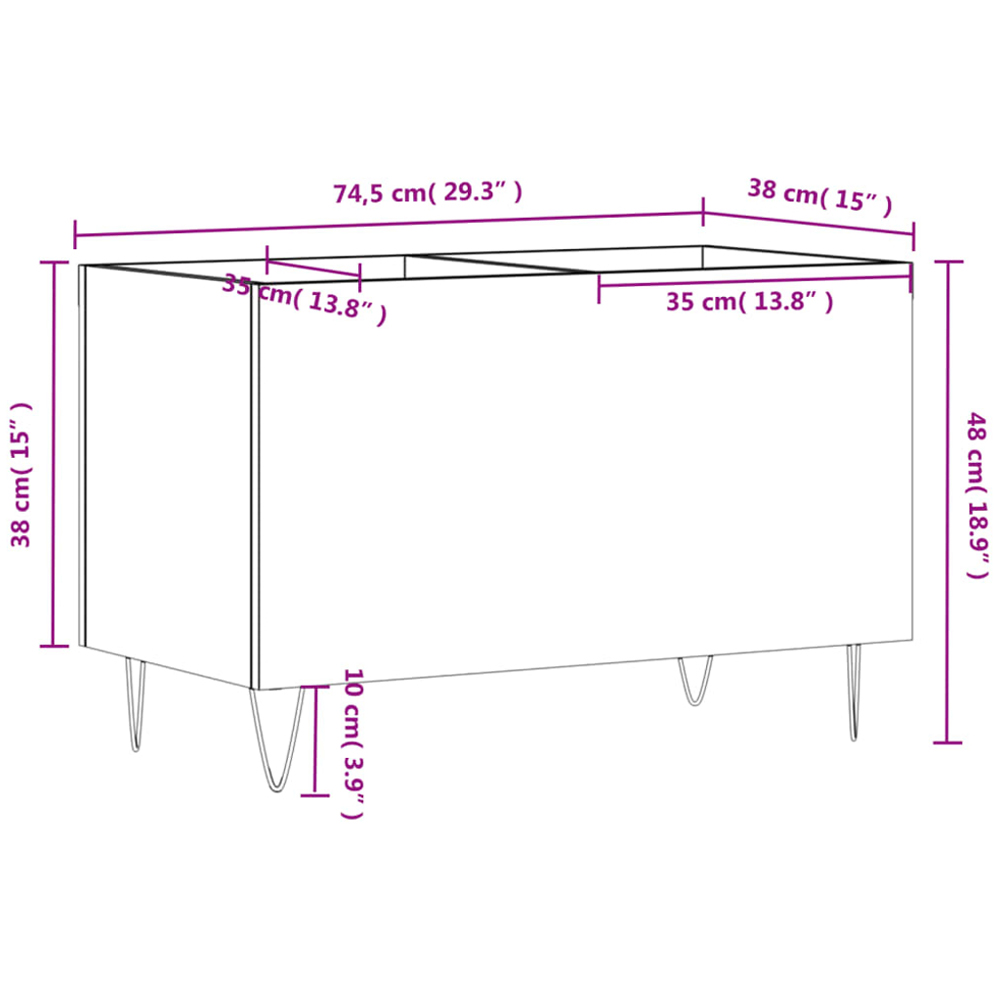 vidaXL High Gloss White Record Cabinet Image 9