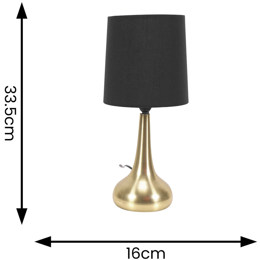 ValueLights Teardrop Black Shade Gold Touch Table Lamp with Bulb 2 Pack Image 4