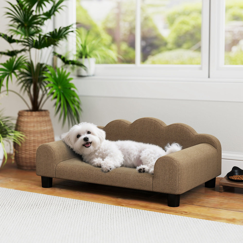 PawHut Brown Small Pet Sofa Bed with Backrest and Armrest Image 2