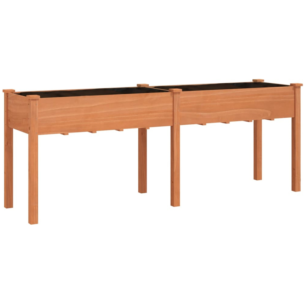 vidaXL Brown Solid Fir Wood Garden Planter with Liner 76 x 53 x 203cm Image 1
