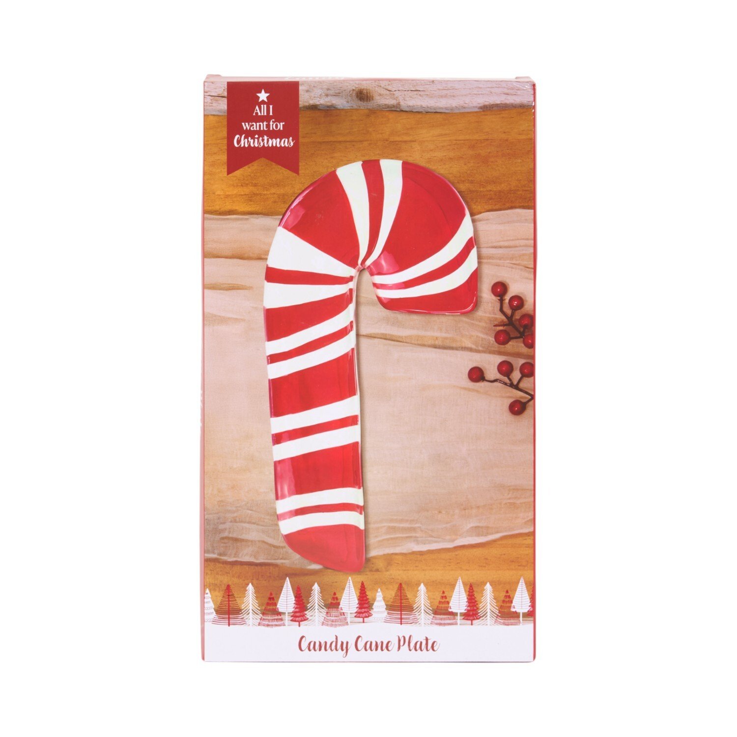 Candy Cane Ceramic Plate Red Image 1