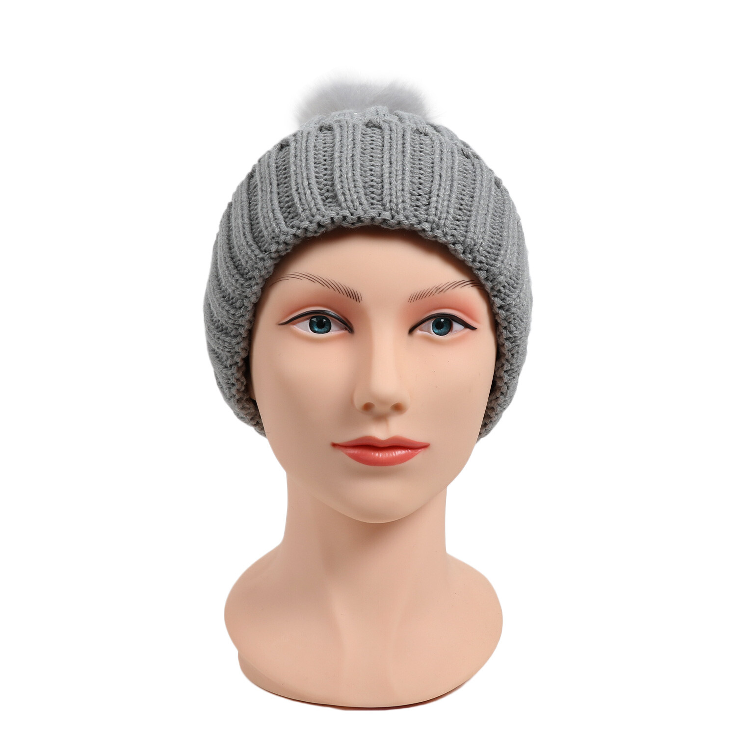 Pom Pom Hat with Sequins - Grey or Black Image 5