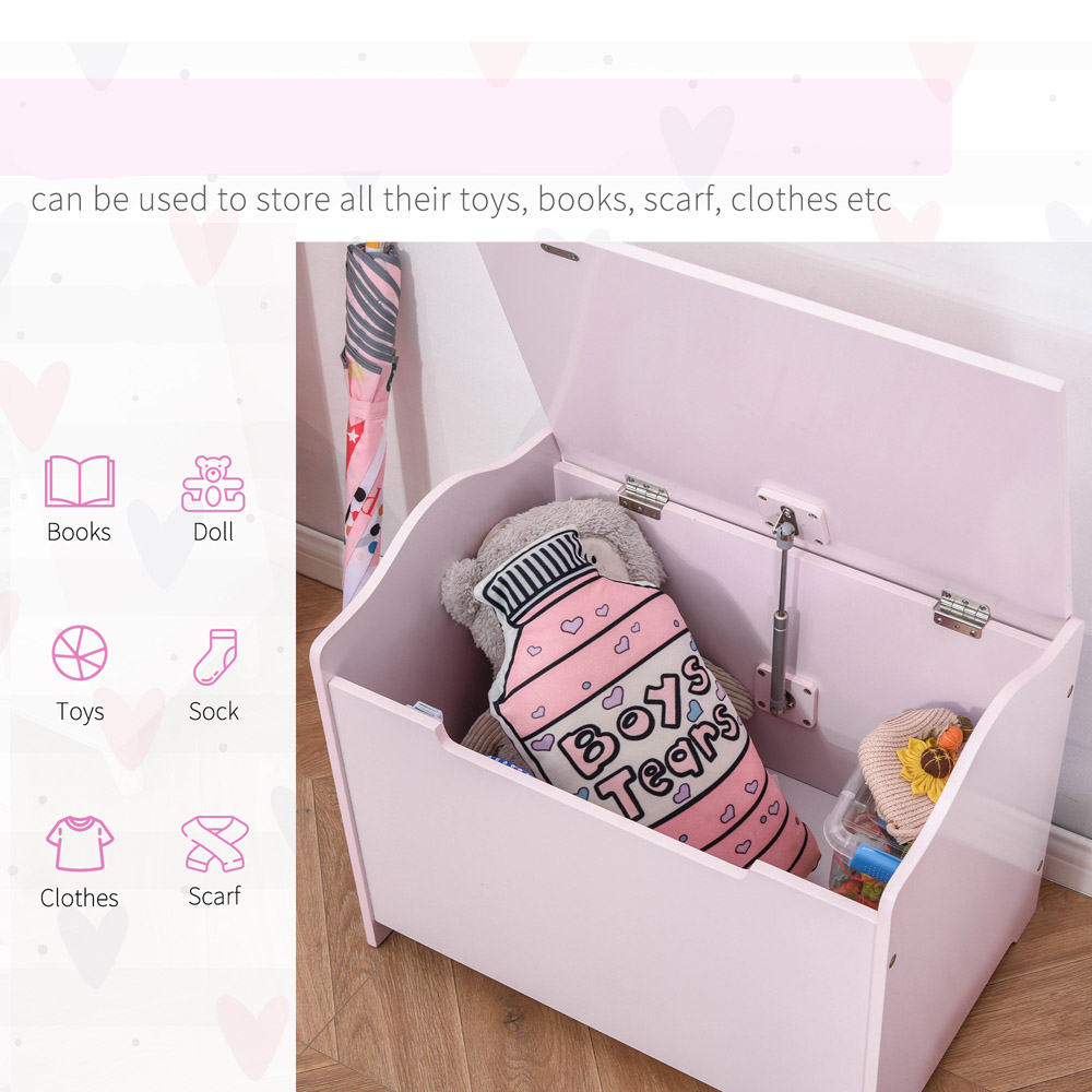 HOMCOM Kids Pink Storage Box with Lid Image 7