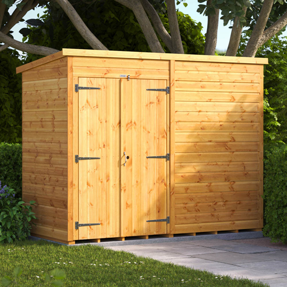 Power Sheds 8 x 4ft Double Door Pent Wooden Shed Image 2