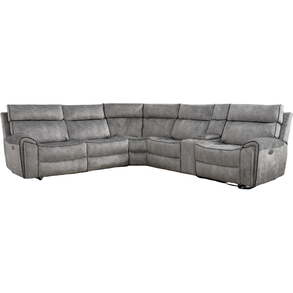Furniture One 5 Seater Light Grey Power Corner Recliner Sofa Set with Cup Holders Image 2