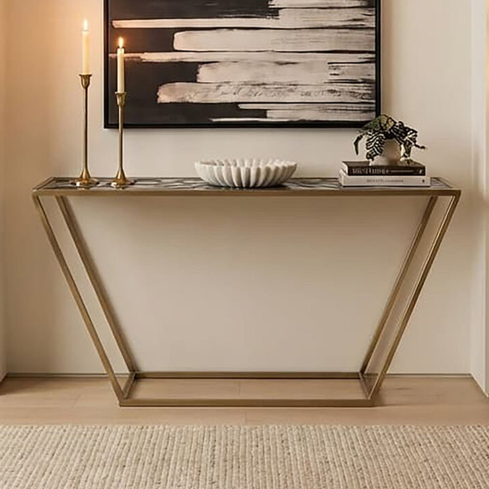 Premier Housewares Vita Black Agate Top Console Table Image 1
