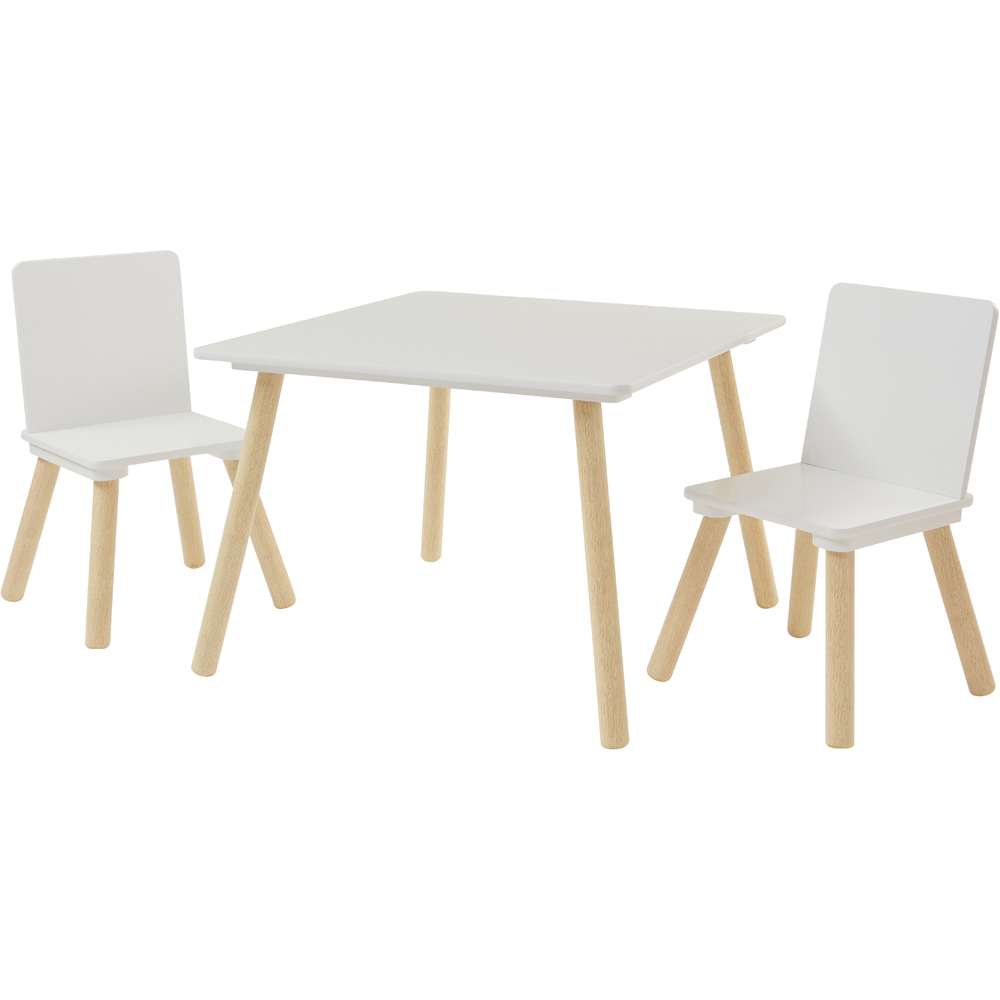 Liberty House Toys Kids White and Pinewood Table and Chairs Image 2