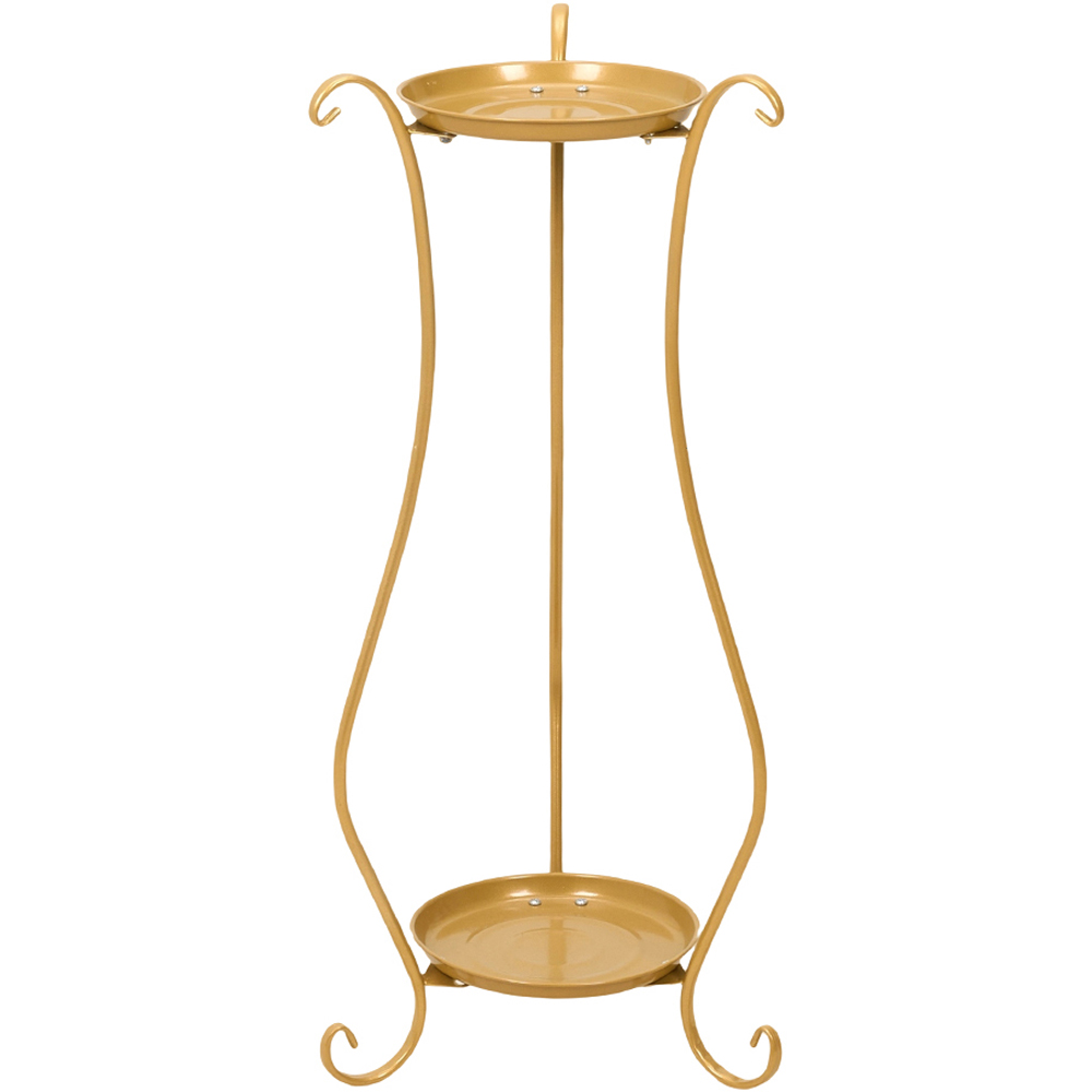 Living and Home 2 Shelf Gold Metal Plant Stand Image 1