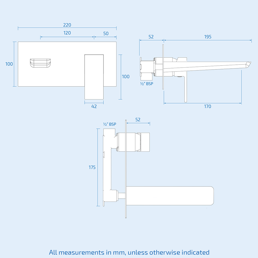 Nes Home Astra Chrome Wall Mounted Basin Mixer Tap with Waste Image 3