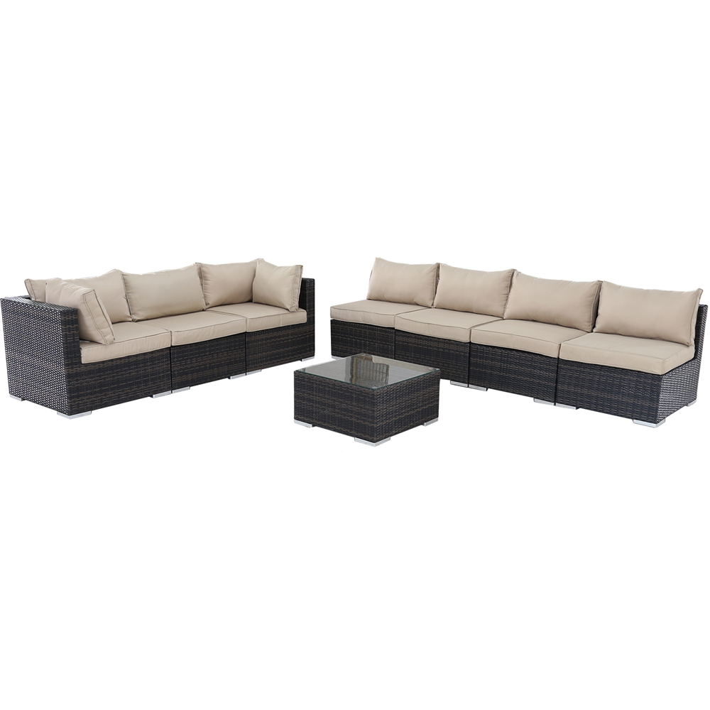 Furniture One 8 Seater Brown Rattan Garden Sofa Set Image 2