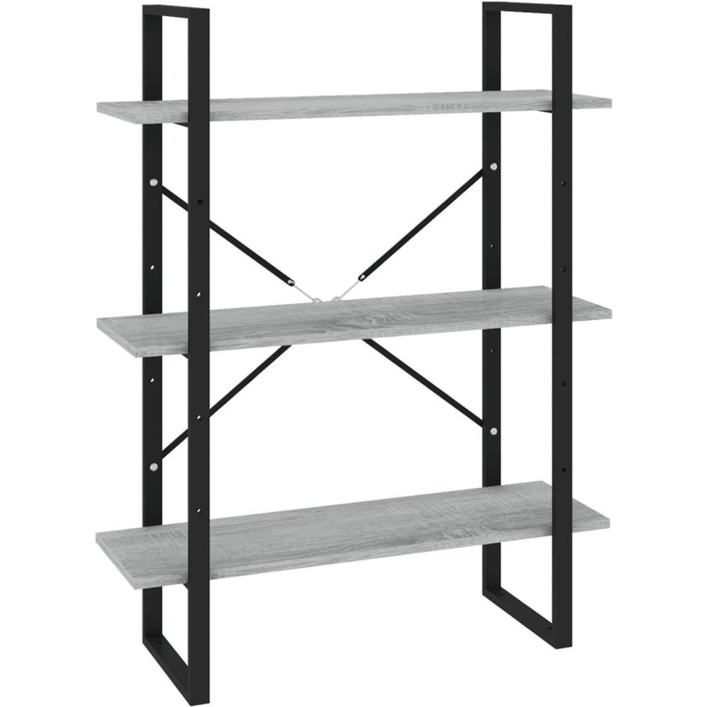 vidaXL 3 Shelf Grey Sonoma Oak Bookcase Image 2