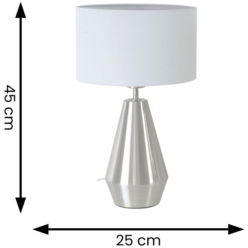 ValueLights Jax Reni Grey and Chrome Drum Shade Touch LED Table Lamp Image 6
