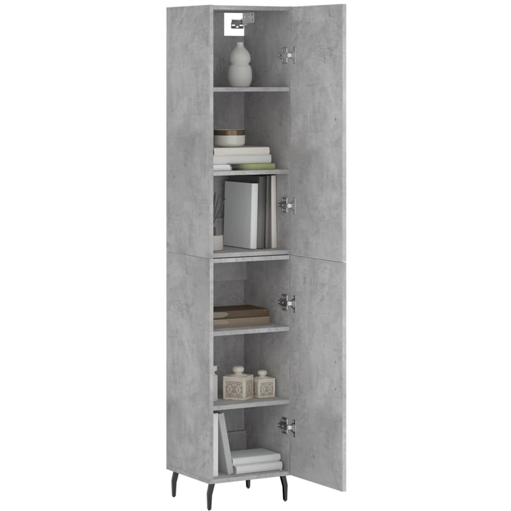 vidaXL 2 Door Concrete Grey Highboard with Metal Legs Image 3