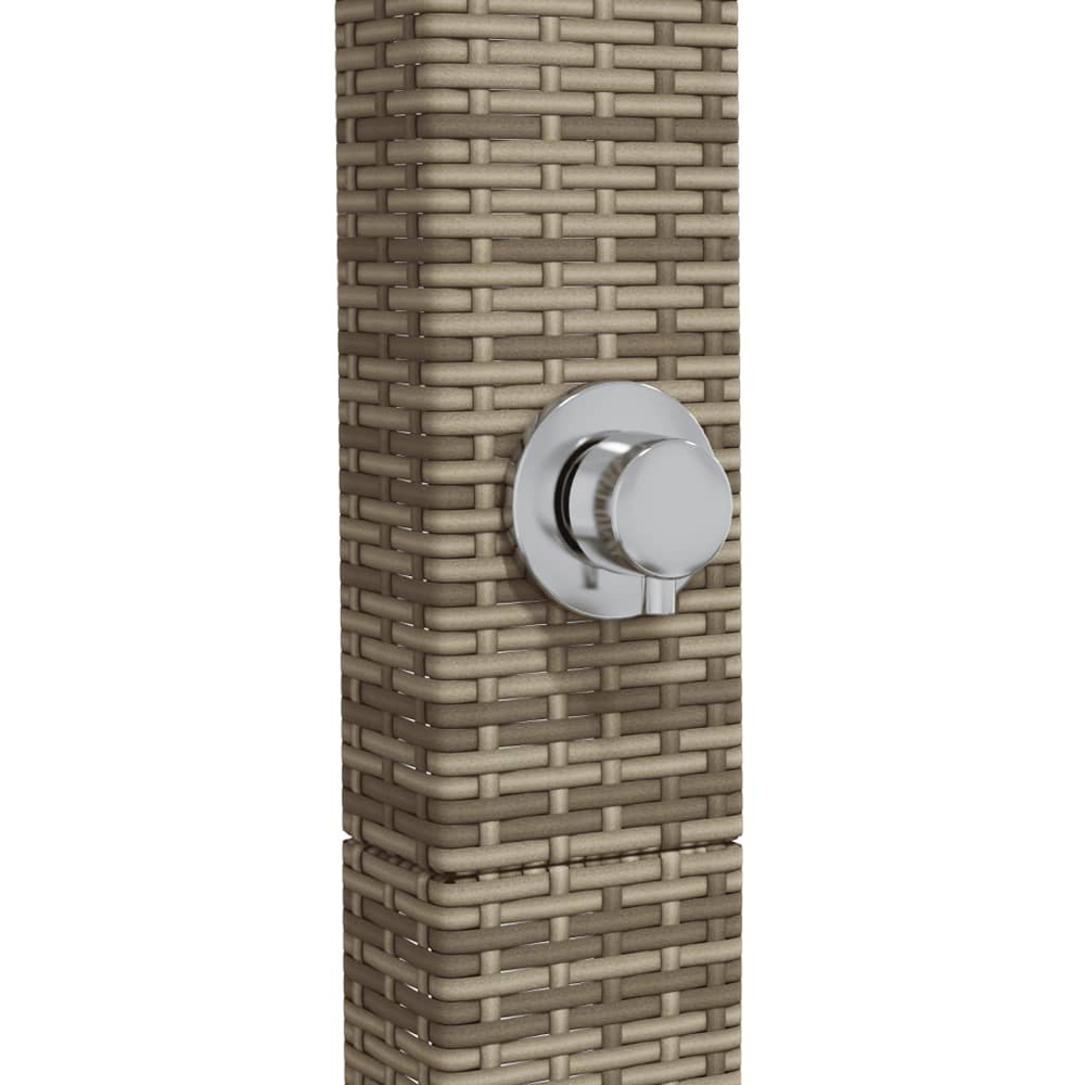 Wallplus Grey Poly Rattan and Acacia Wood Outdoor Shower with PVC Hose and Alloy Handle 224cm Image 7
