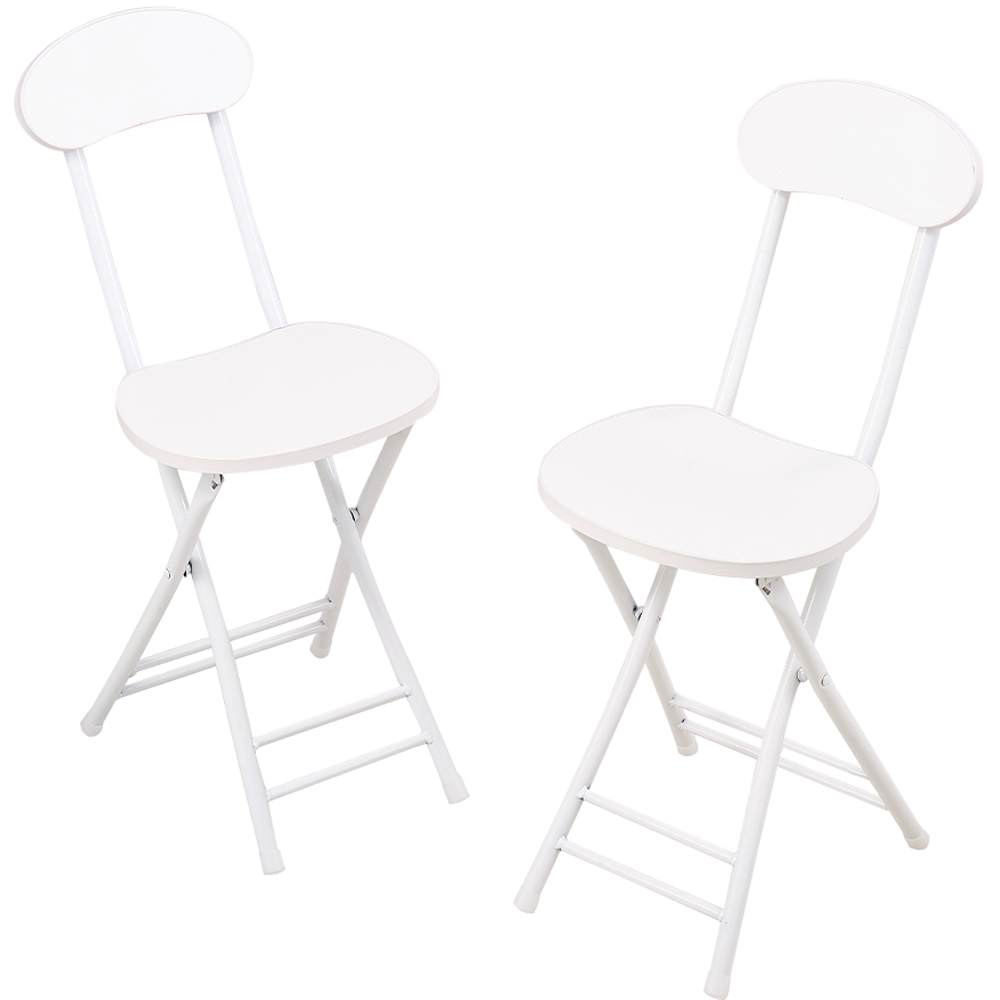 Living and Home Set of 2 White Portable Foldable Dining Chairs Image 2