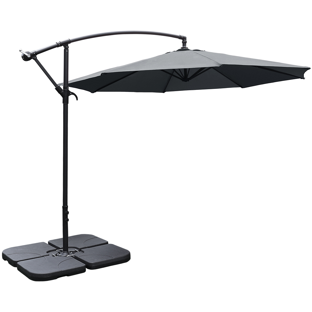 Living and Home Dark Grey Cantilever Parasol with Square Base 3m Image 1