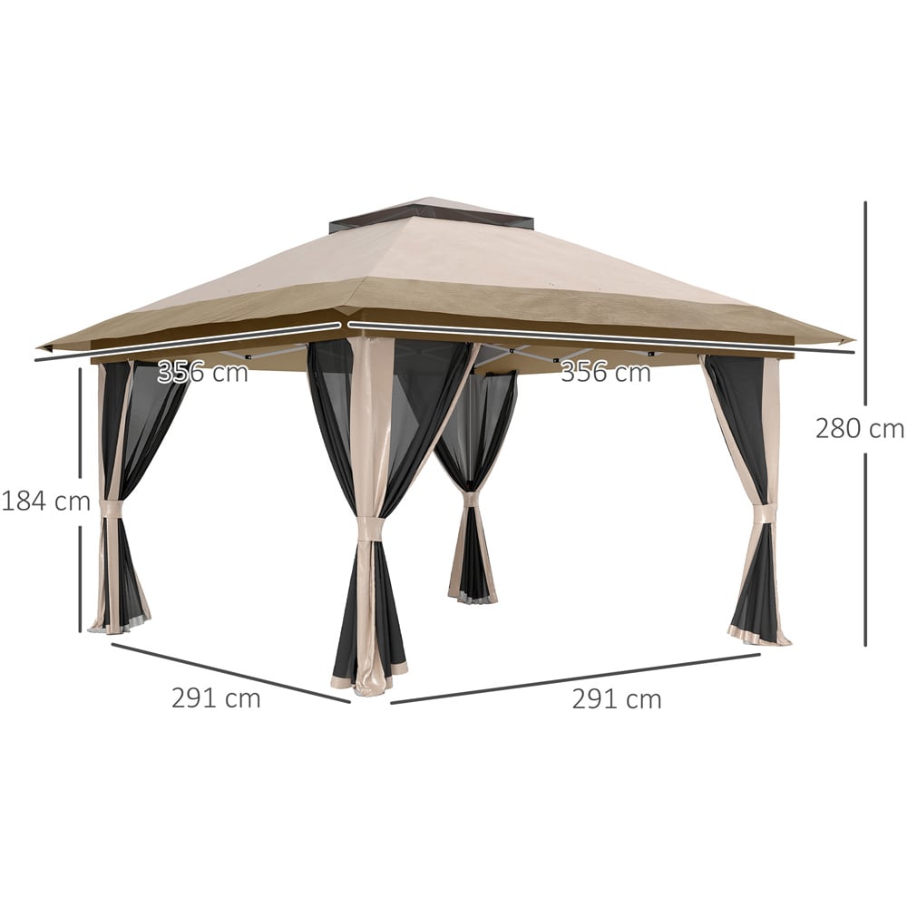 Outsunny 3.6 x 3.6m Beige Pop Up Gazebo with Netting and Wheeled Carry Bag Image 7
