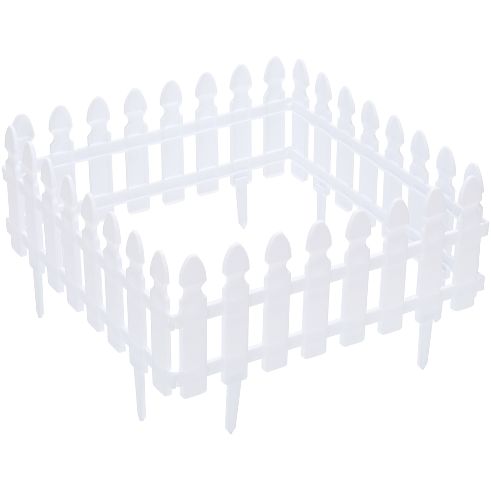 Living and Home White 1 x 0.7ft 4 Pack Plastic Picket Garden Fencing Panels Image 1